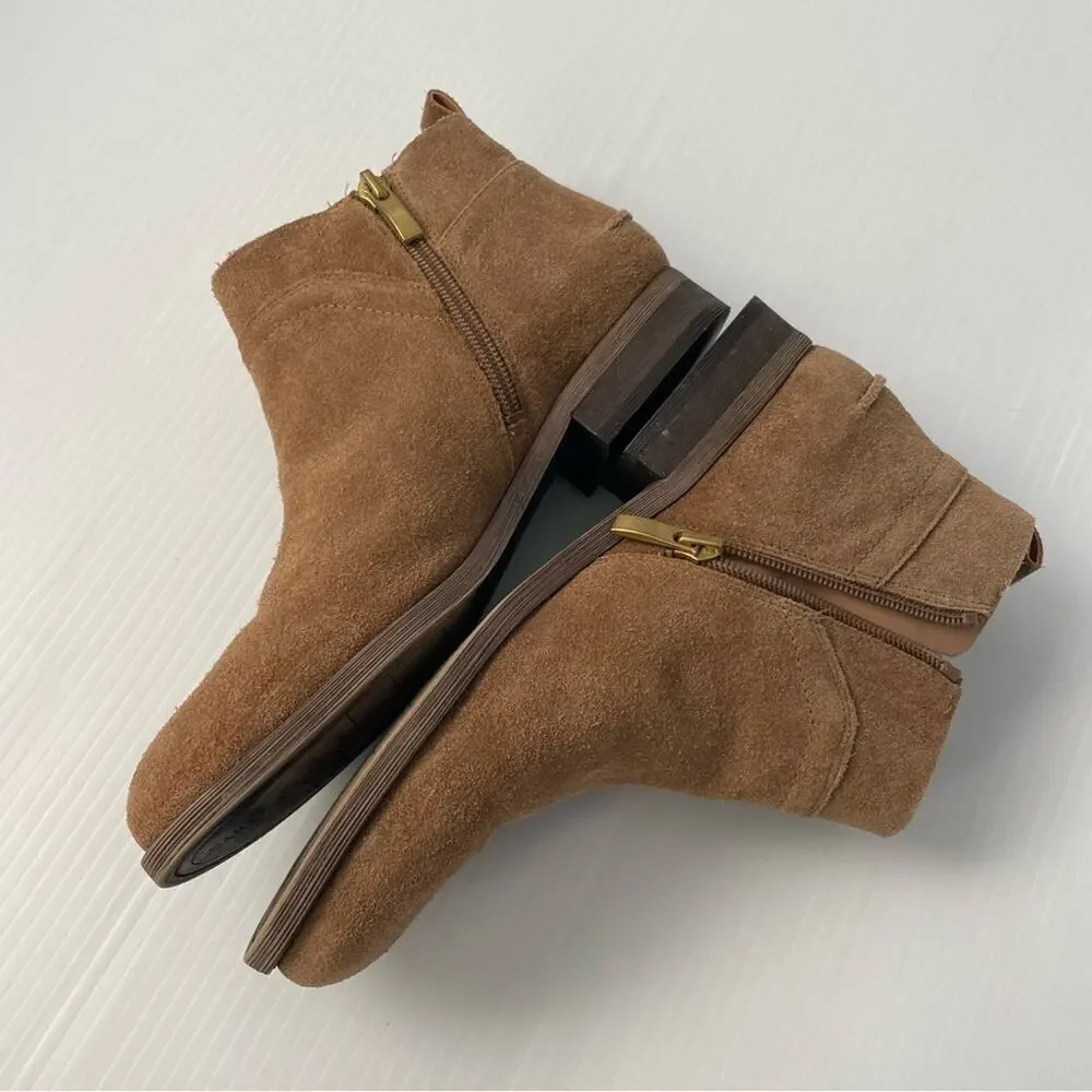 Franco Sarto Kelton brown suede studded booties size 7 size zip